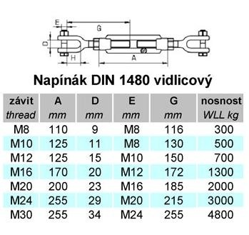 Spännare DIN 1480 med gafflar M8, ZB Spännare DIN 1480 med gafflar M8, ZB