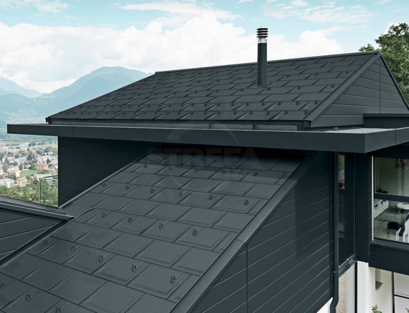 Takpanel R.16, 700 x 420 mm stucco, Antracit P.10 Takpanel R.16, 700 x 420 mm stucco, Antracit P.10
